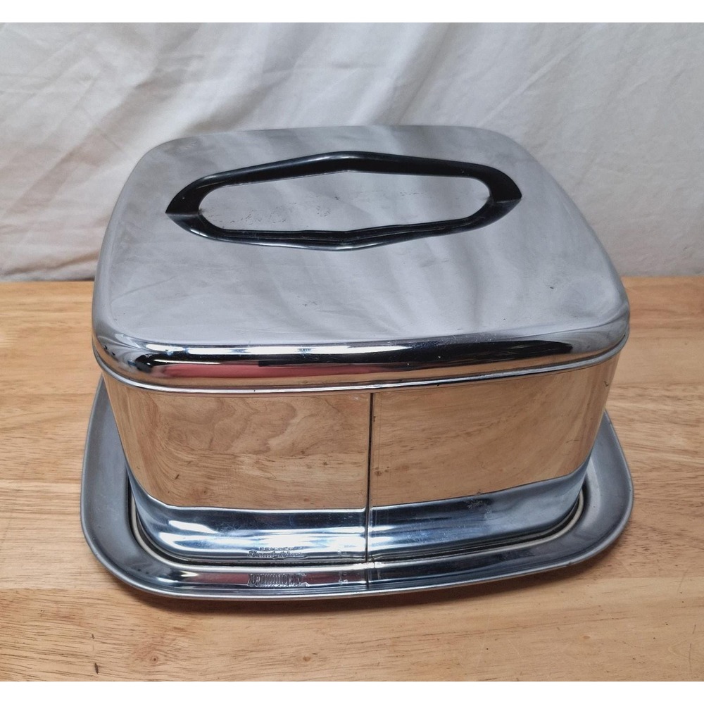 Lincoln Beautyware Cake Carrier Chrome Square Vintage Mid Century Modern READ - Picture 10 of 16